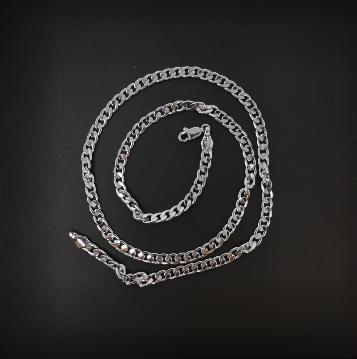 White Gold Filled Curb Chain Necklace, 19.7 Inch Curb Finished Chain For Necklace Making, Dainty 2.5mm Curb Necklace w/ Lobster Clasps | CN-954 Clearance Pricing - DLUXCA