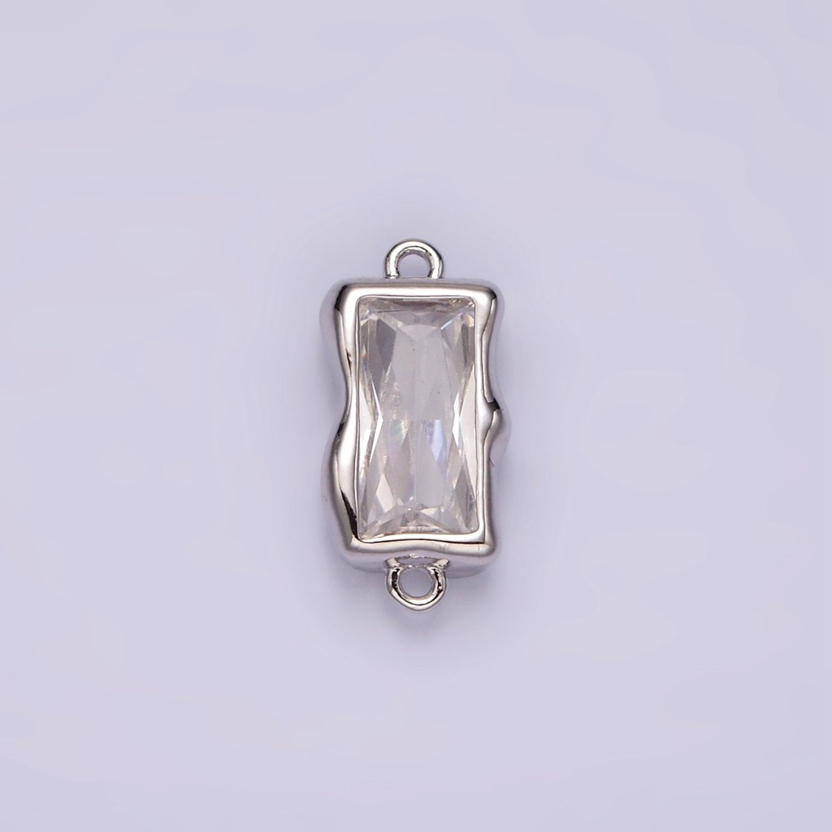 White Gold Filled CZ Baguette Molten Personalized Birth Month Connector | G259 - G262 - DLUXCA