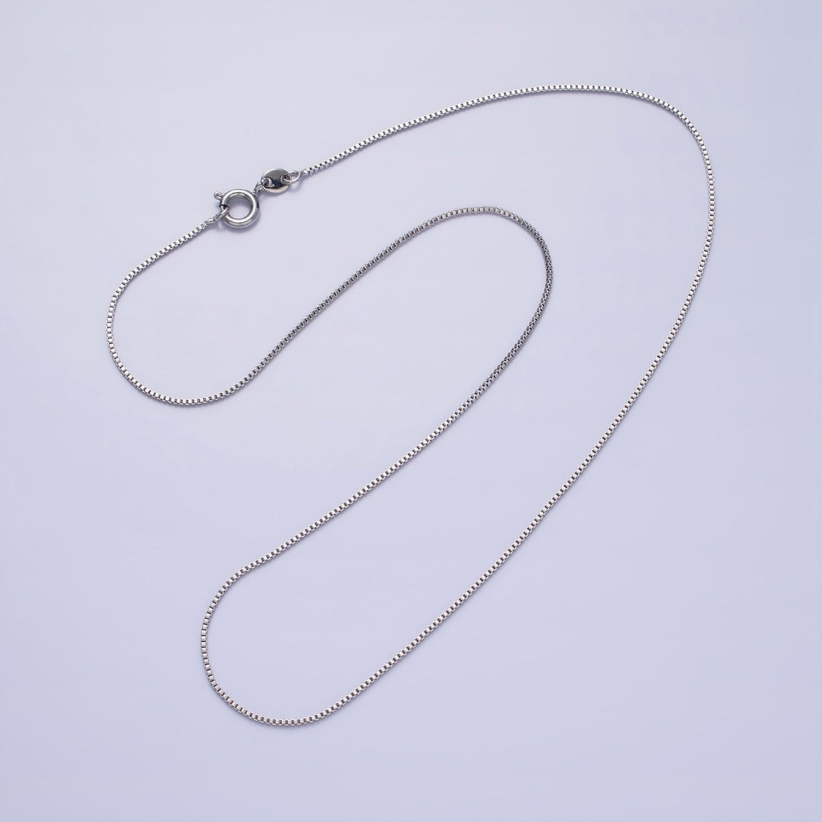 White Gold Filled Dainty 1mm Box Chain 15.75 Choker Necklace with Spring Ring | WA-1737 Clearance Pricing - DLUXCA