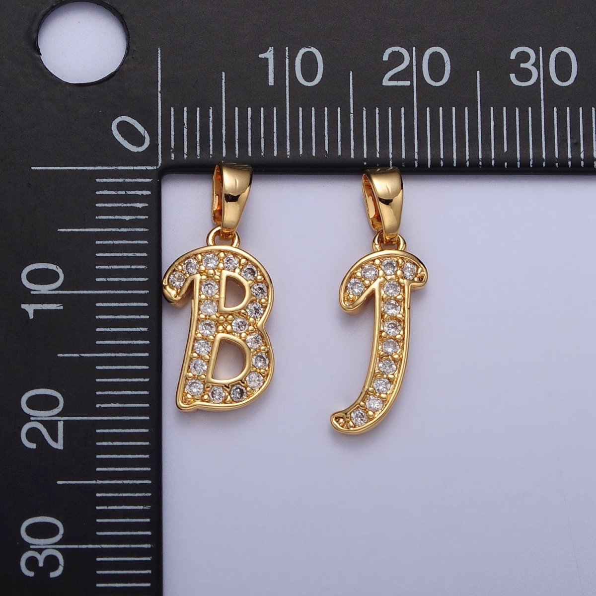 White Gold Filled Dainty Initial Letter Script A-Z Micro Paved CZ Personalized Pendant | AA049 - AA074 - DLUXCA