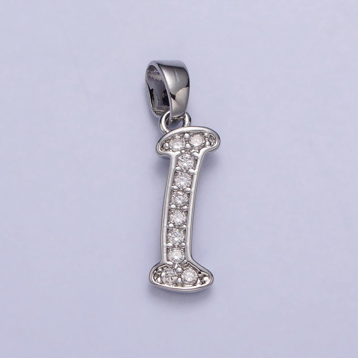 White Gold Filled Dainty Initial Letter Script A-Z Micro Paved CZ Personalized Pendant | AA049 - AA074 - DLUXCA