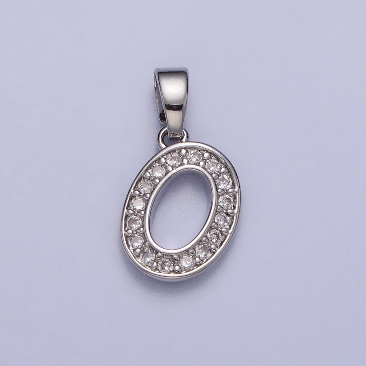 White Gold Filled Dainty Initial Letter Script A-Z Micro Paved CZ Personalized Pendant | AA049 - AA074 - DLUXCA