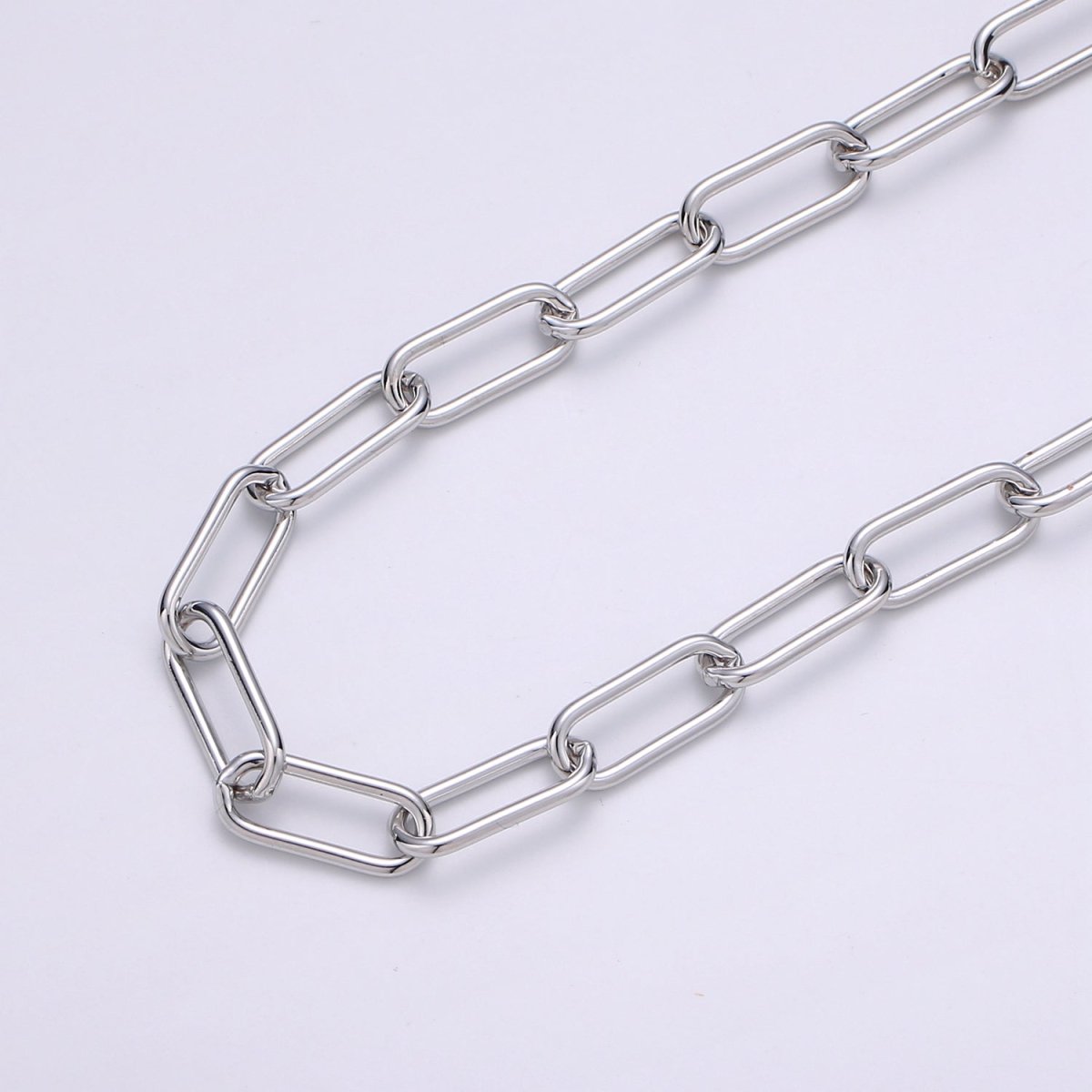 White Gold Filled Ellipse PAPERCLIP Chain Sold By Yard, Gold Filled Ellipse Link Chain, Unfinished Chain For Jewelry Making | ROLL-381 Clearance Pricing - DLUXCA