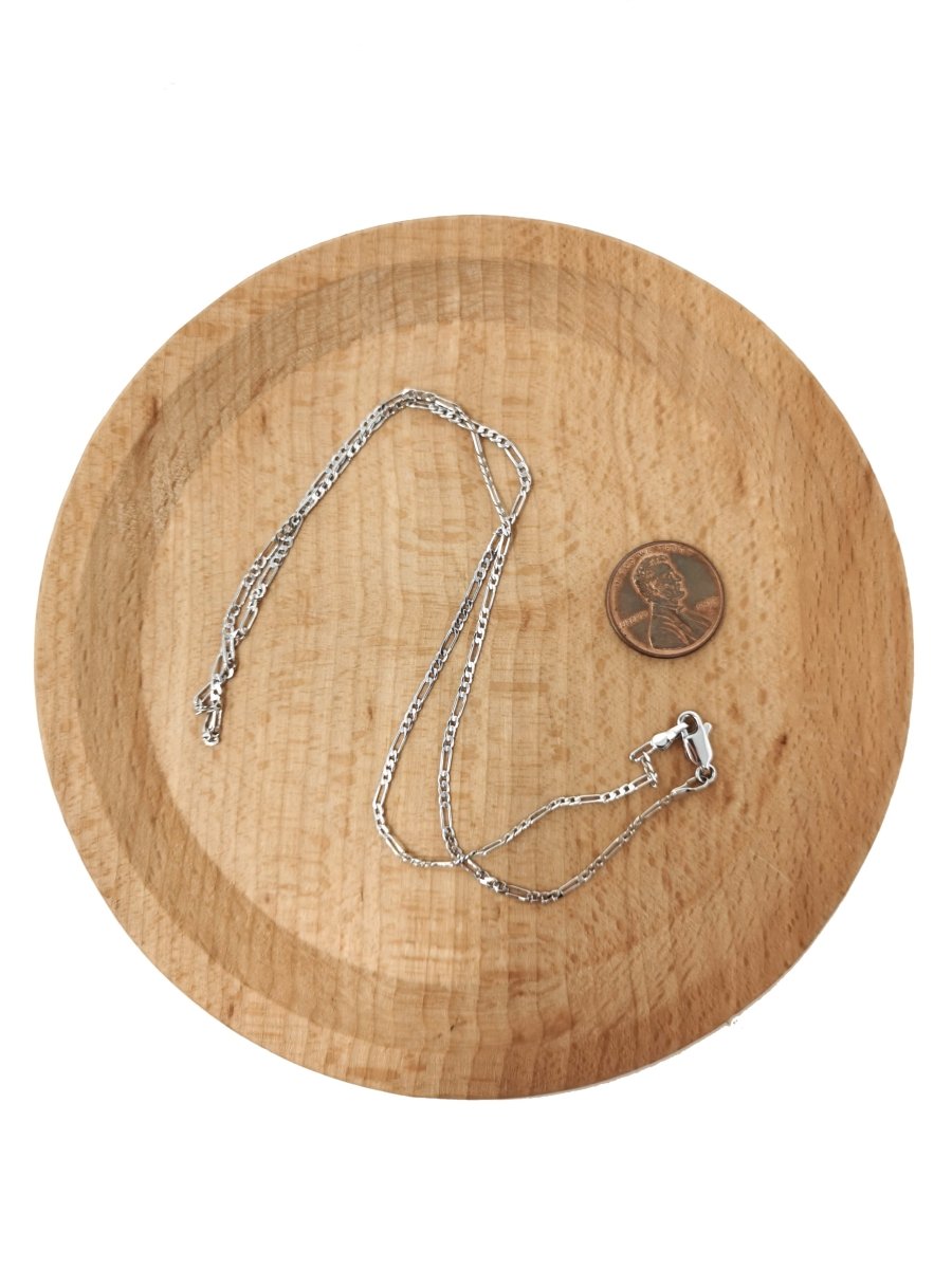 White Gold Filled Figaro Chain Necklace, 19.8 Inch Figaro Finished Chain For Necklace Making, Dainty 2mm Figaro Necklace w/ Lobster Clasps | CN-955 Clearance Pricing - DLUXCA