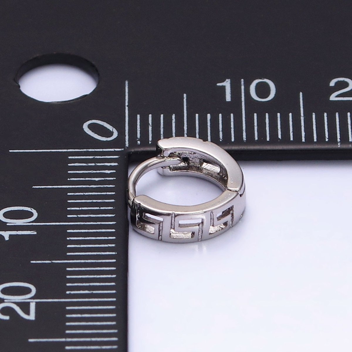 White Gold Filled Geometric Band 10mm Cartilage Huggie Earrings | AD1371 - DLUXCA