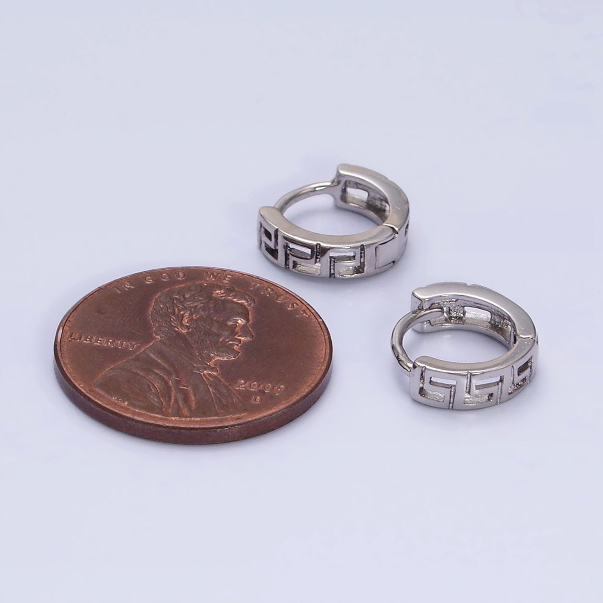 White Gold Filled Geometric Band 10mm Cartilage Huggie Earrings | AD1371 - DLUXCA