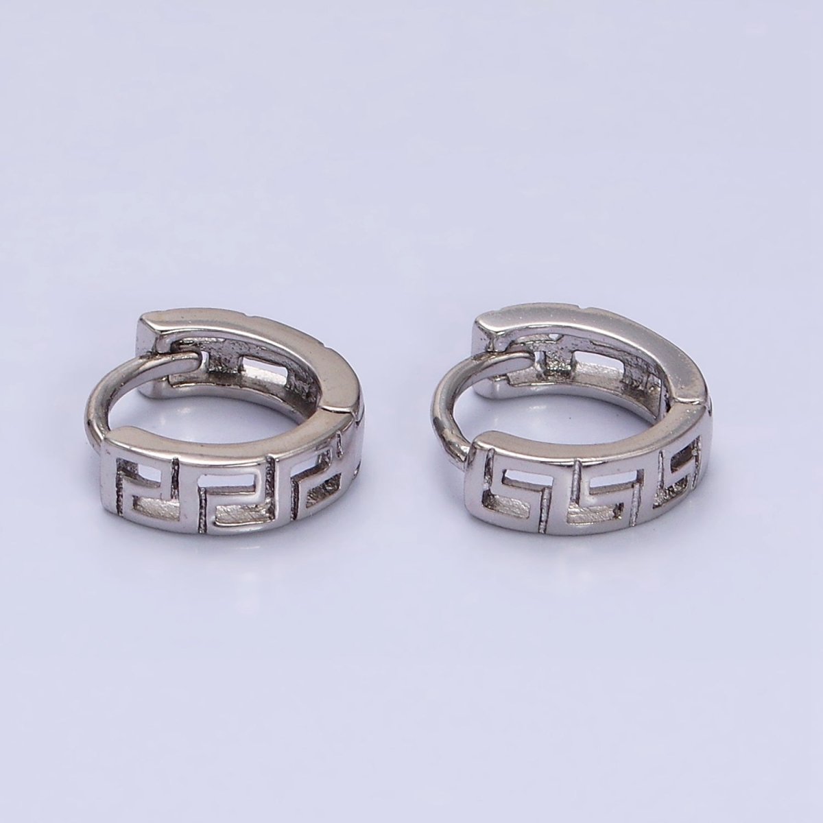 White Gold Filled Geometric Band 10mm Cartilage Huggie Earrings | AD1371 - DLUXCA