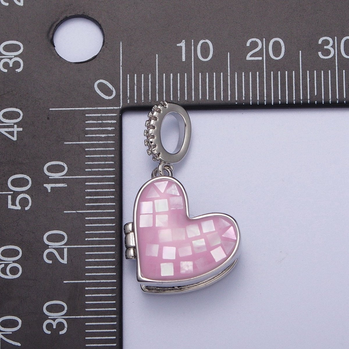 White Gold Filled Heart Black, Blue, Pink, White, Green Shell Opal Heart Locket Pendant H-086 H-090 H-091 H-097 H-103 - DLUXCA