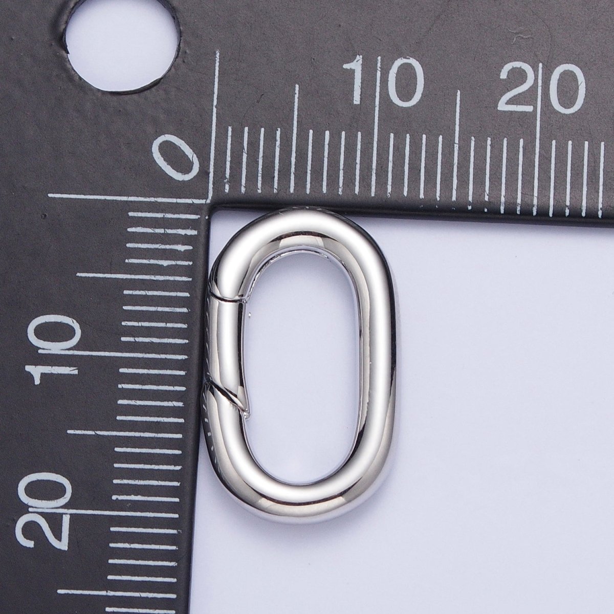 White Gold Filled Long Oval Spring Gate For Jewelry Making Supply Closure Charm Holder L-818 - DLUXCA