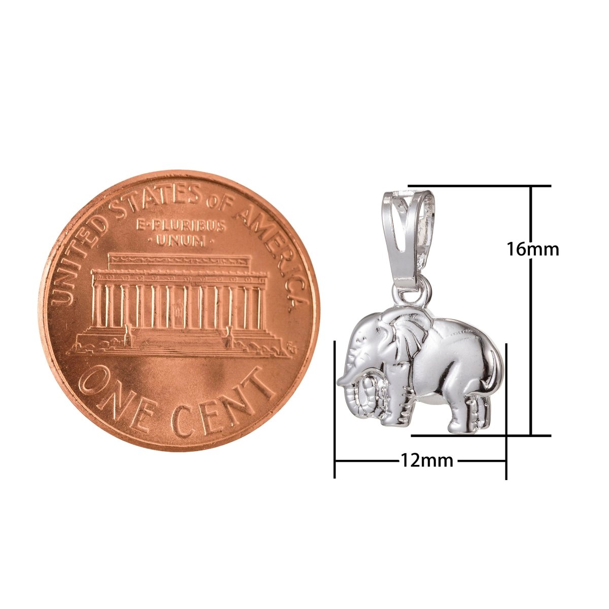 White Gold Filled Micro Pave CZ Elephant Pendant Charm, Elephant Pendant Charm, White Gold Elephant Pendant, For DIY Jewelry I-492 - DLUXCA