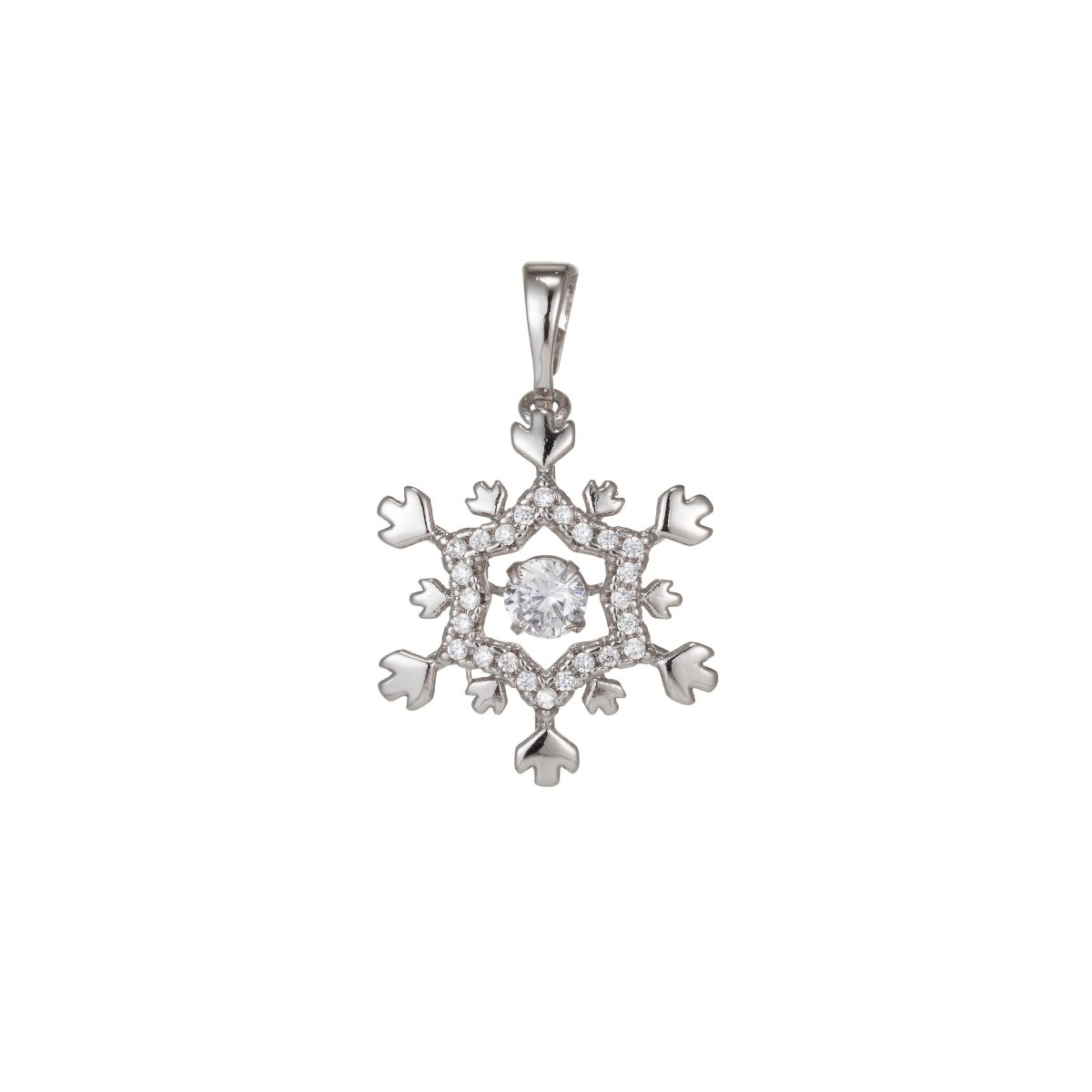 White Gold Filled Micro Pave CZ SnowFlake Pendant Charm, Dual Color SnowFlake Pendant Charm, White Gold Filled Pendant, For DIY Jewelry I-455 - DLUXCA