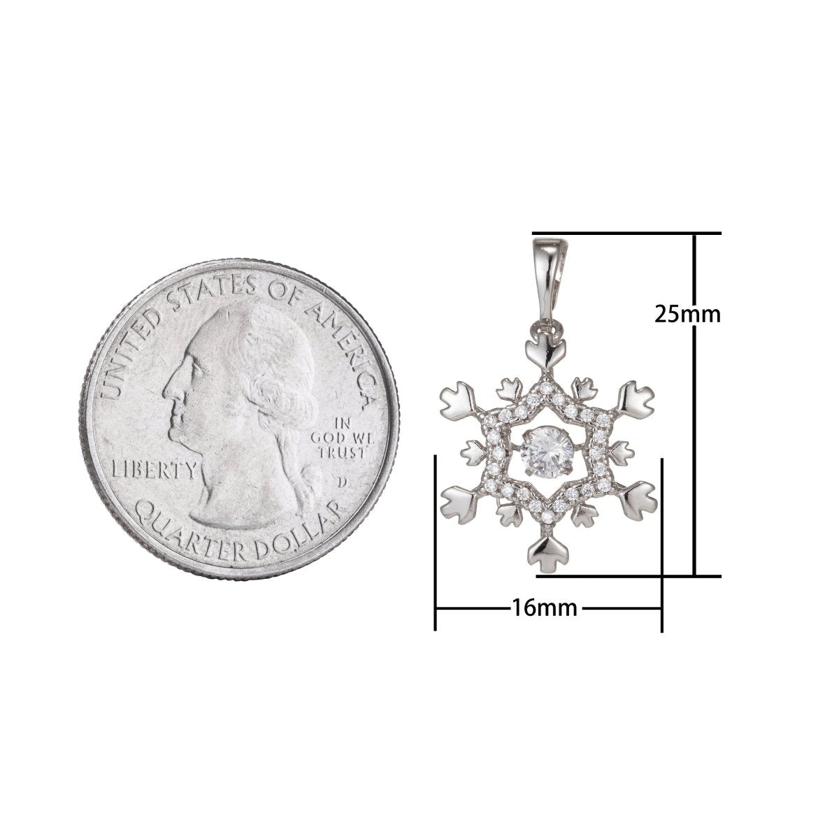 White Gold Filled Micro Pave CZ SnowFlake Pendant Charm, Dual Color SnowFlake Pendant Charm, White Gold Filled Pendant, For DIY Jewelry I-455 - DLUXCA