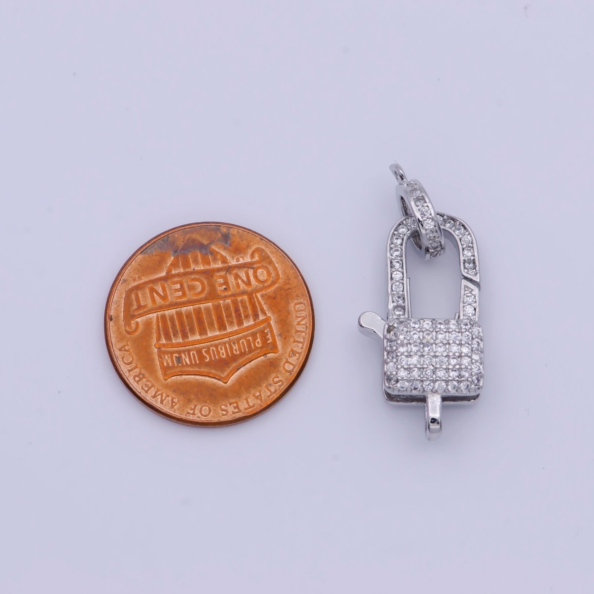 White Gold Filled Micro Paved Cubic Zirconia Closure Lobster Clasps Findings L-910 L-911 - DLUXCA