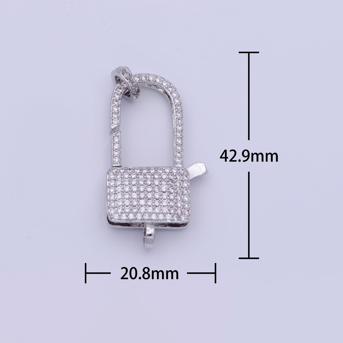 White Gold Filled Micro Paved Cubic Zirconia Closure Lobster Clasps Findings L-910 L-911 - DLUXCA