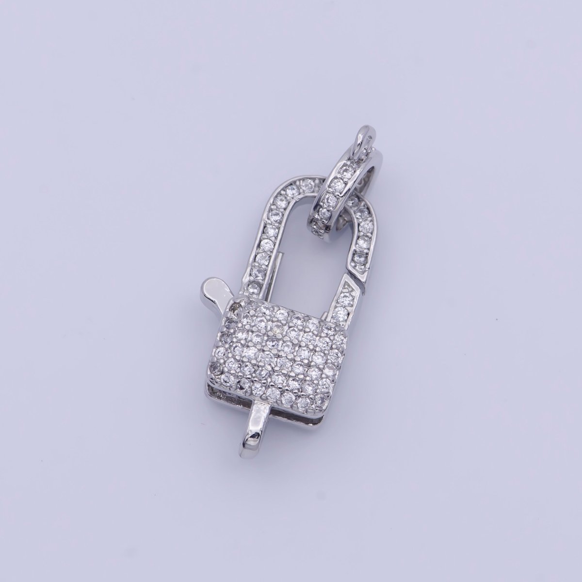 White Gold Filled Micro Paved Cubic Zirconia Closure Lobster Clasps Findings L-910 L-911 - DLUXCA