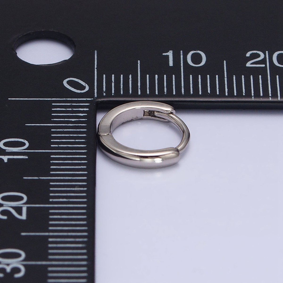 White Gold Filled Mini Thin 11mm Cartilage Huggie Earrings | AD1416 - DLUXCA