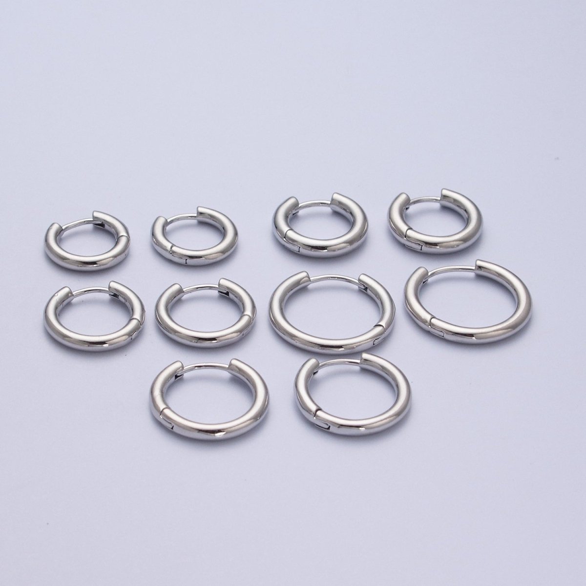 White Gold Filled Minimalist Silver Huggie Hoop Earrings P-327 P-328 P-329 P-330 P-331 - DLUXCA