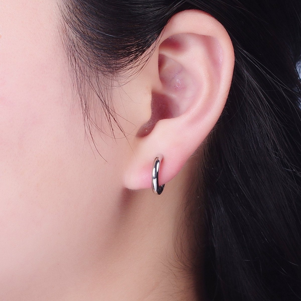 White Gold Filled Minimalist Silver Huggie Hoop Earrings P-327 P-328 P-329 P-330 P-331 - DLUXCA