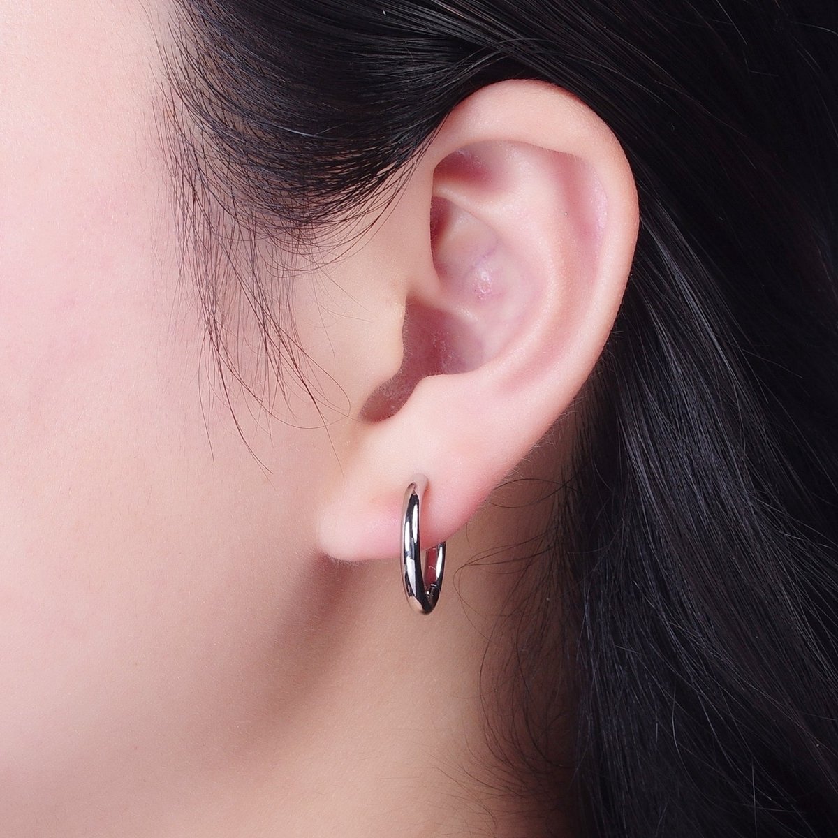 White Gold Filled Minimalist Silver Huggie Hoop Earrings P-327 P-328 P-329 P-330 P-331 - DLUXCA