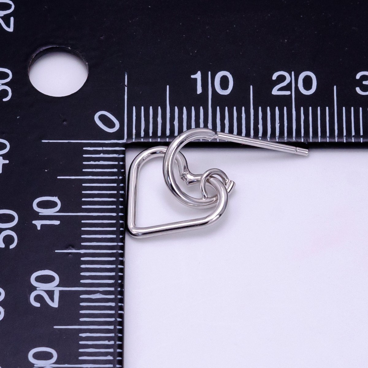 White Gold Filled Open Heart Drop C-Shaped Hoop Earrings | AB1278 - DLUXCA