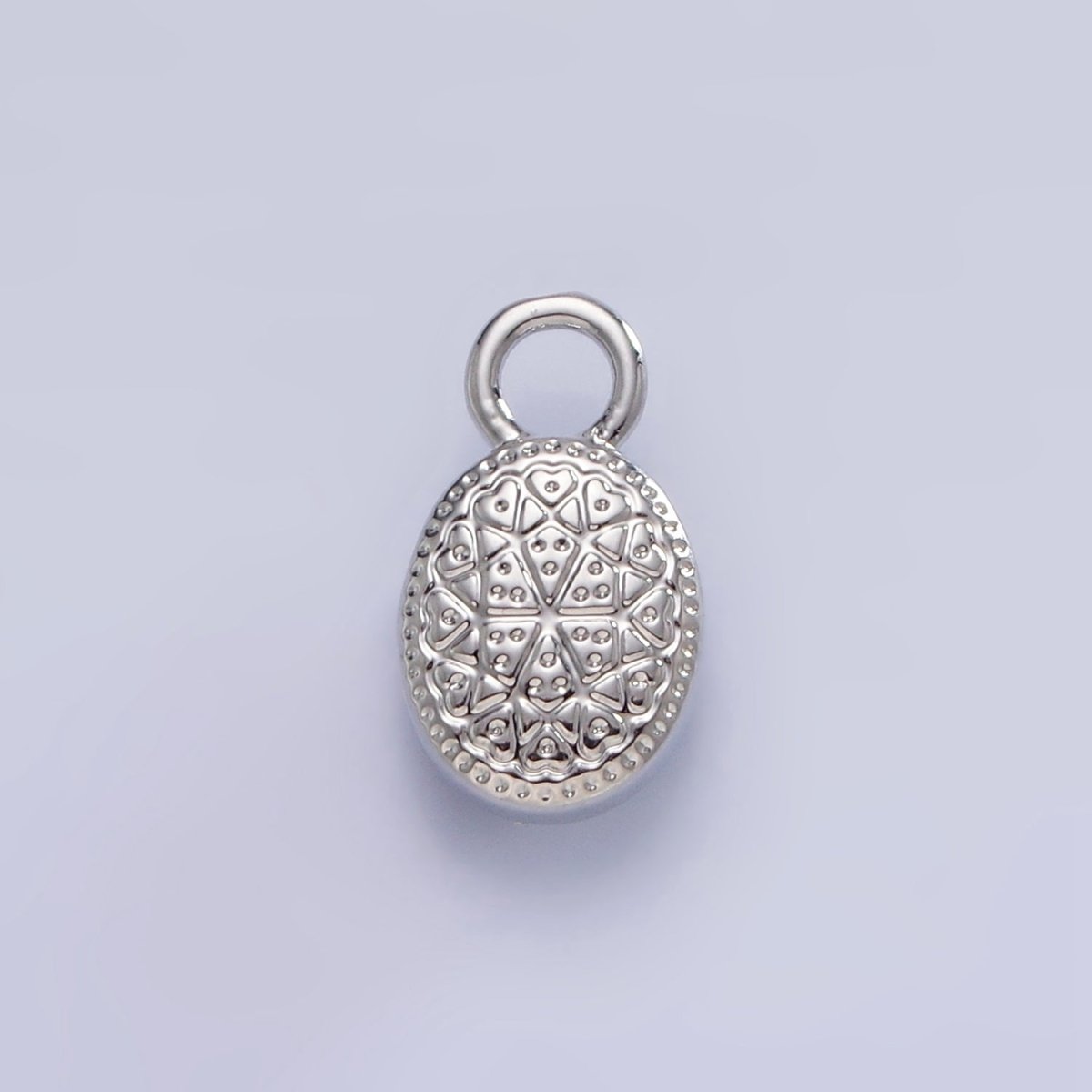 White Gold Filled Oval Multifaceted Natural Gemstone Personalized Add-On Silver Charm | AC1390 - AC1399 - DLUXCA