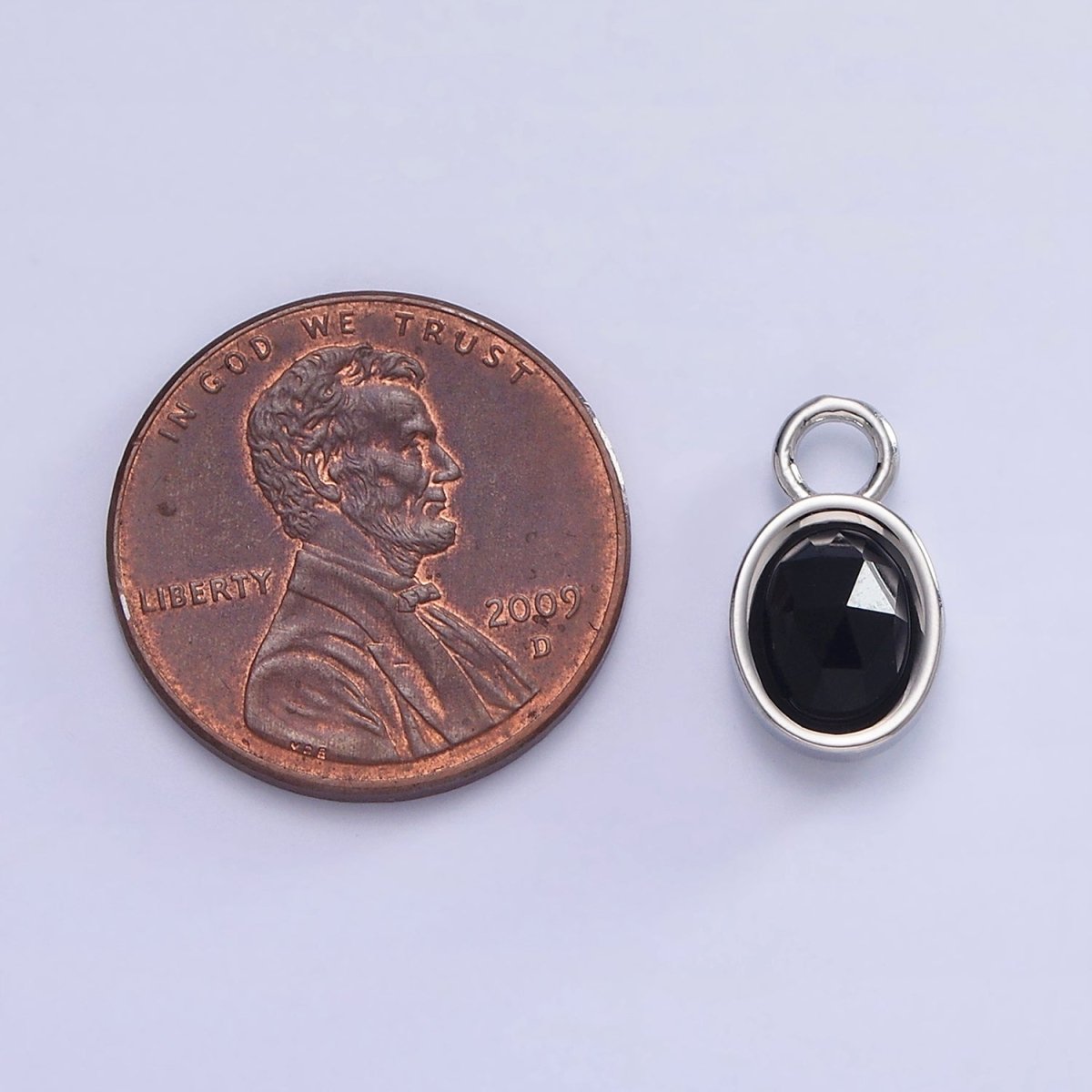 White Gold Filled Oval Multifaceted Natural Gemstone Personalized Add-On Silver Charm | AC1390 - AC1399 - DLUXCA