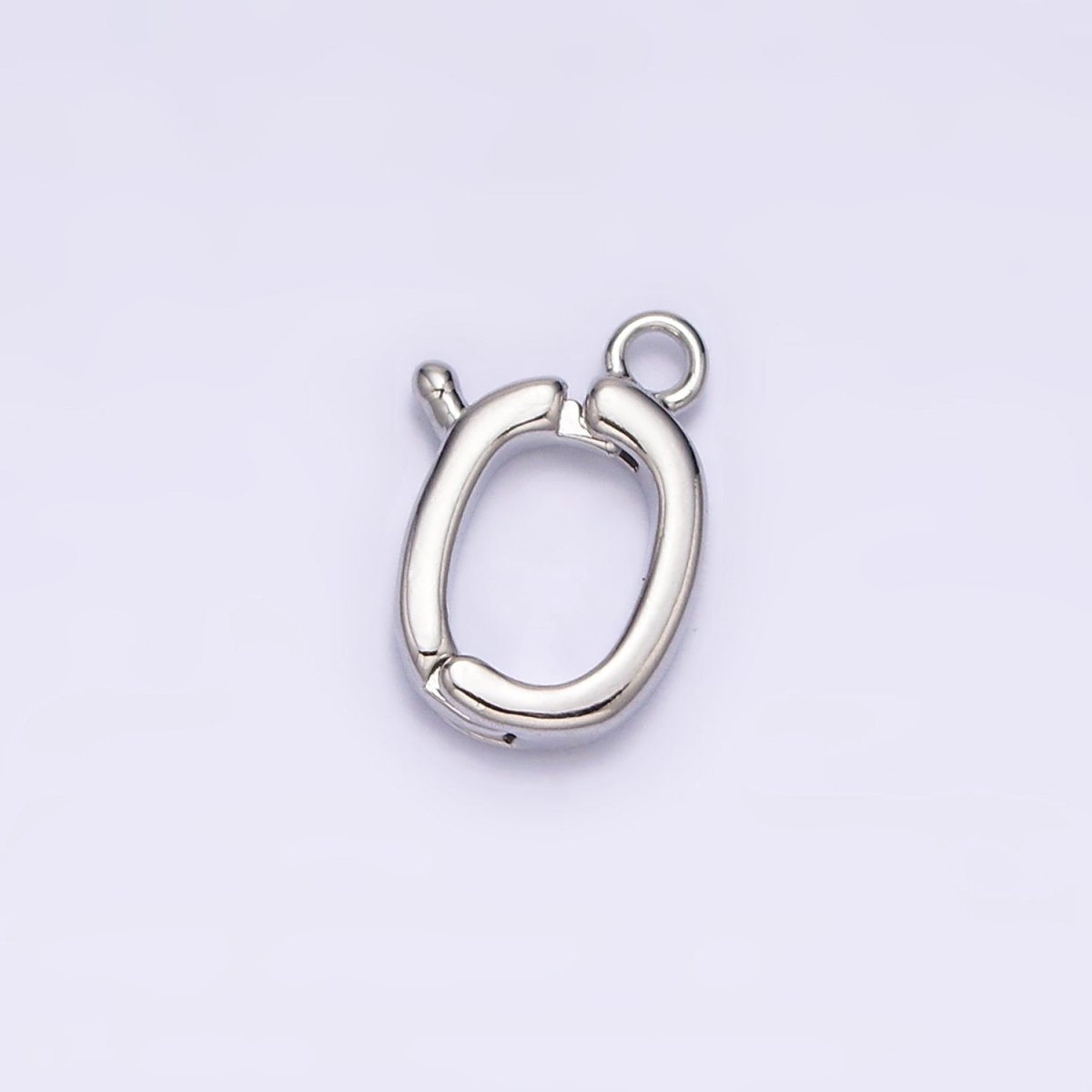 White Gold Filled Oval Snap Interchangeable Charm Holder Jewelry Making Supply | Z-447 - DLUXCA