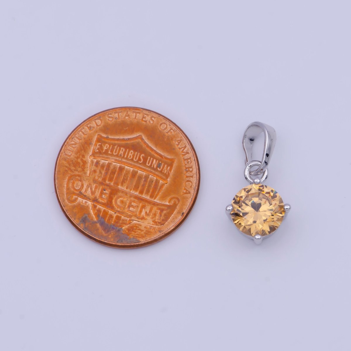 White Gold Filled Peach Solitaire Round Cubic Zirconia Gemstone For DIY Necklace Making | X-528 - DLUXCA