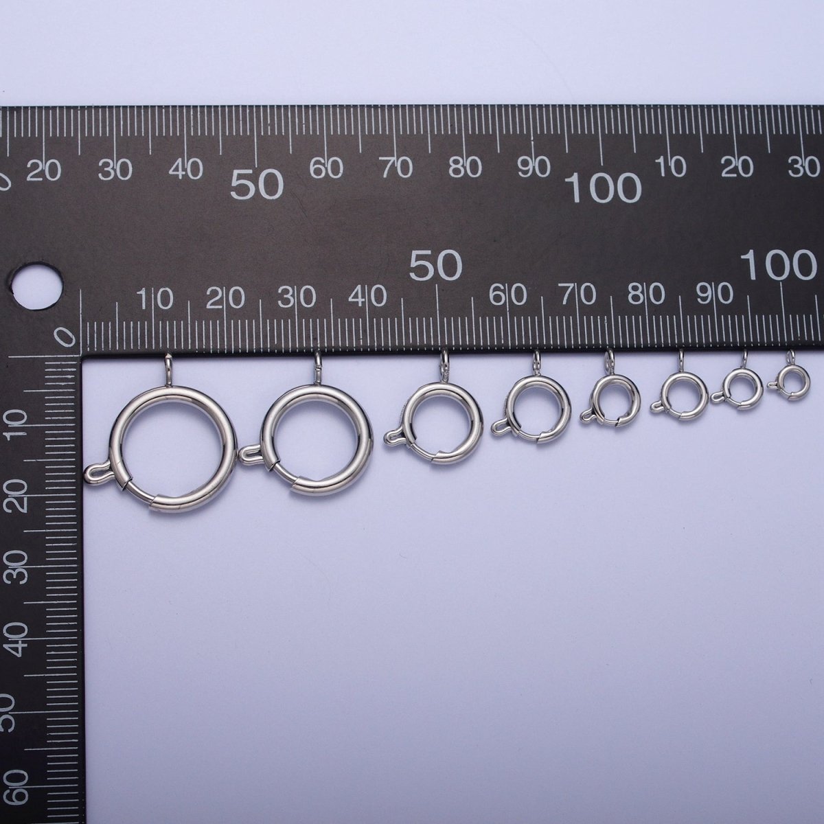 White Gold Filled Round Spring Ring Closure Clasps For DIY Jewelry Making L-883-L891 - DLUXCA