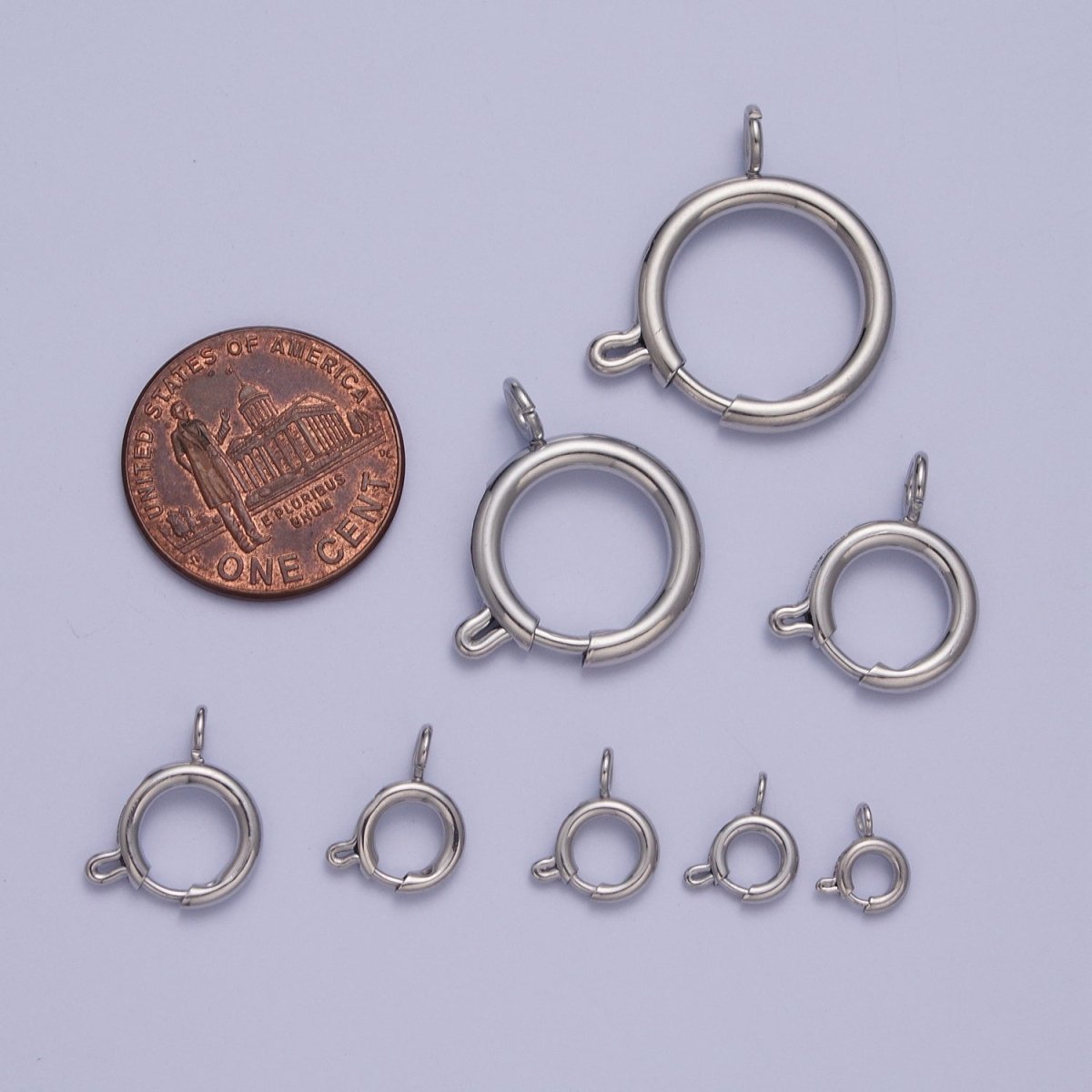 White Gold Filled Round Spring Ring Closure Clasps For DIY Jewelry Making L-883-L891 - DLUXCA