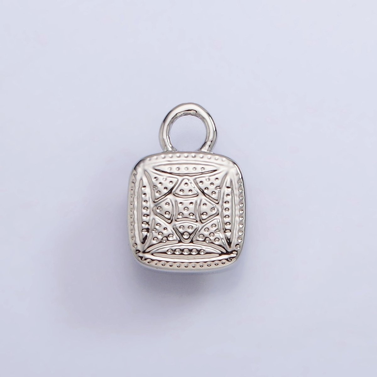White Gold Filled Square Multifaceted Natural Gemstone Personalized Add-On Silver Charm | AC1530 - AC1542 - DLUXCA