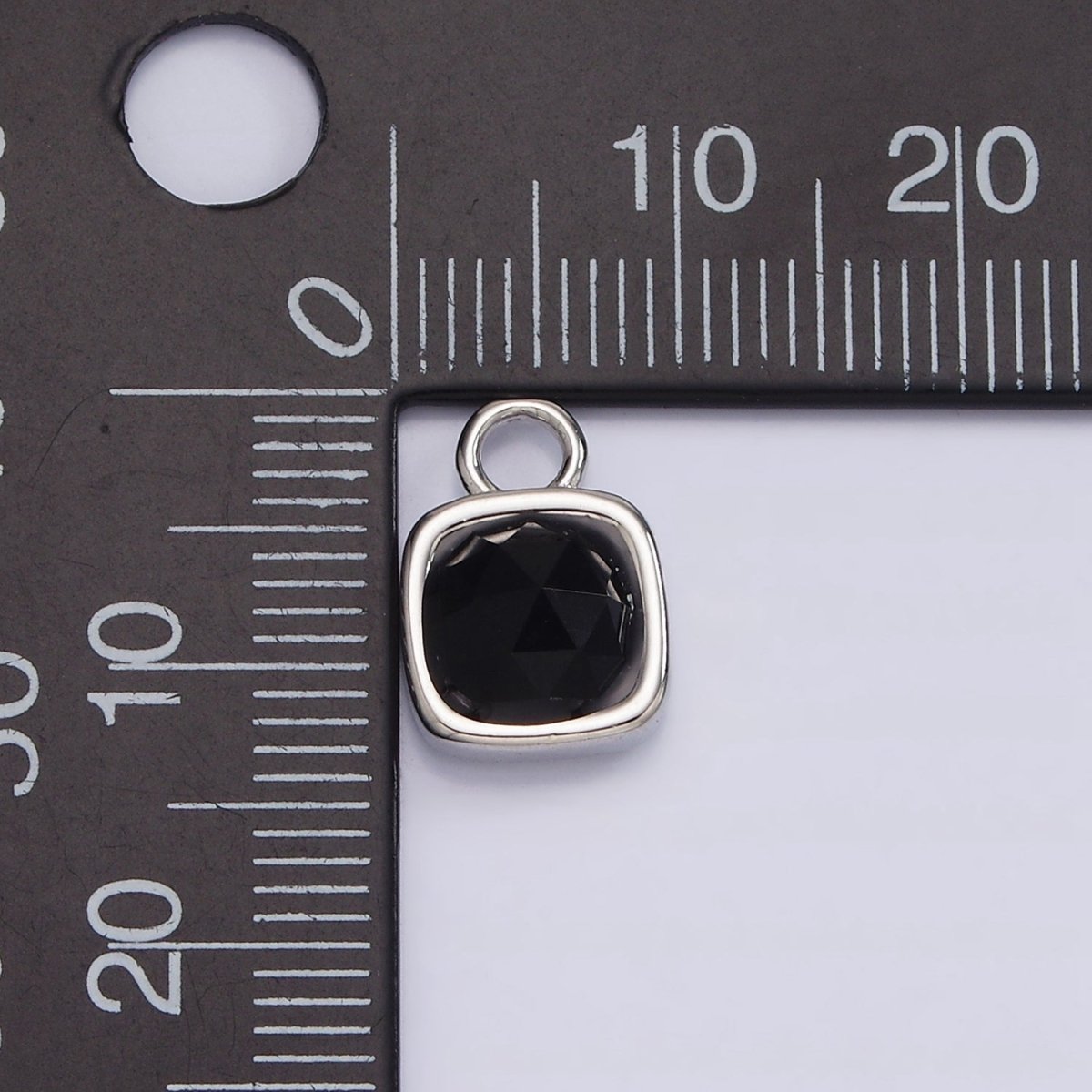 White Gold Filled Square Multifaceted Natural Gemstone Personalized Add-On Silver Charm | AC1530 - AC1542 - DLUXCA