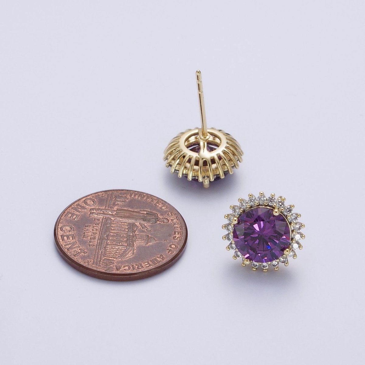 White Gold Filled Star Celestial Sunburst Sun Black Clear Purple Cubic Zirconia Silver Studs Earrings | Y-043 Y-044 Y-045 - DLUXCA