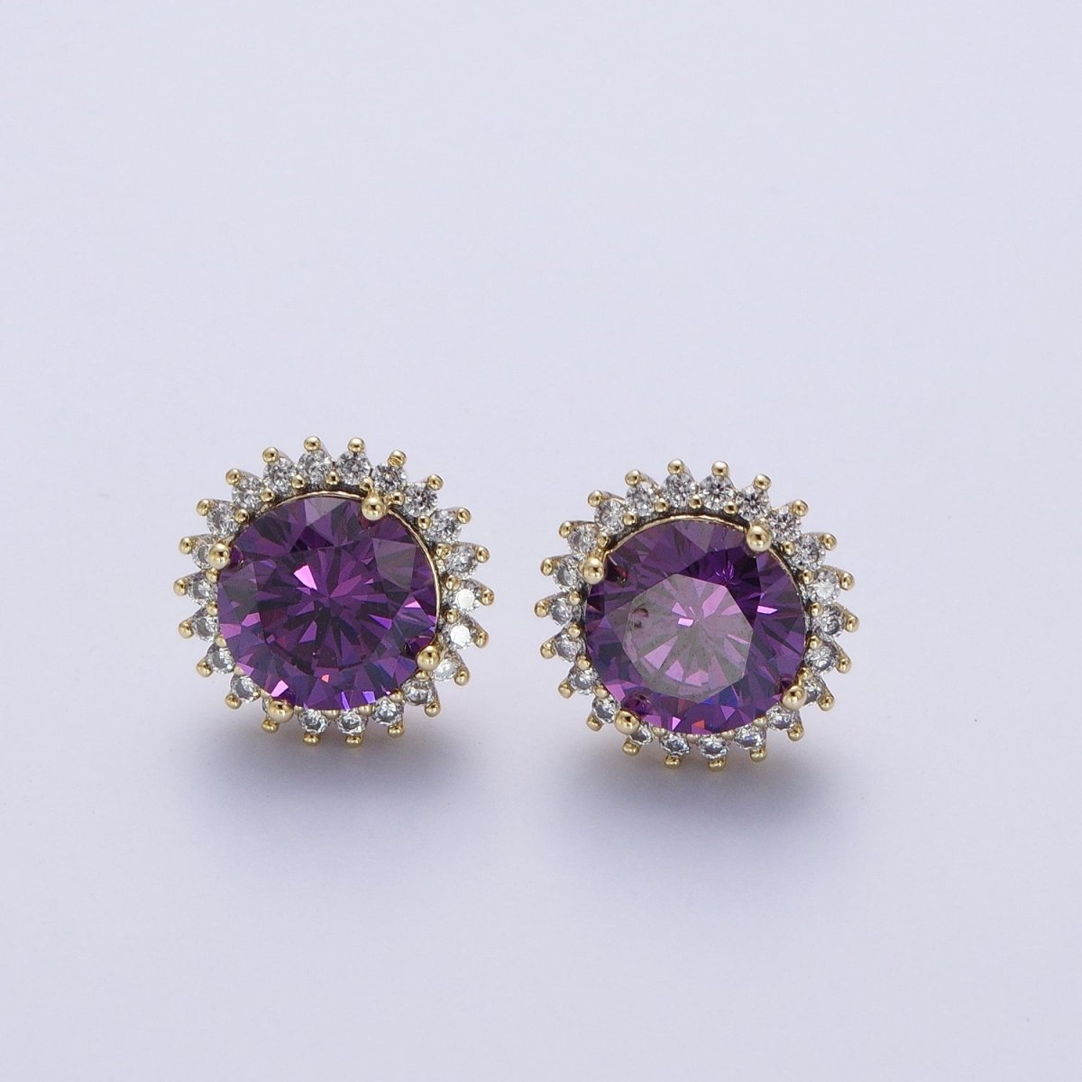 White Gold Filled Star Celestial Sunburst Sun Black Clear Purple Cubic Zirconia Silver Studs Earrings | Y-043 Y-044 Y-045 - DLUXCA