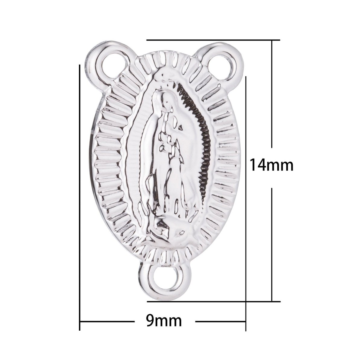 White Gold Rosary Center Metal, Holy Mary, Immaculate Heart, Rosary Making Supply, Necklace Pendant, Findings for Jewelry Making F-195 - DLUXCA