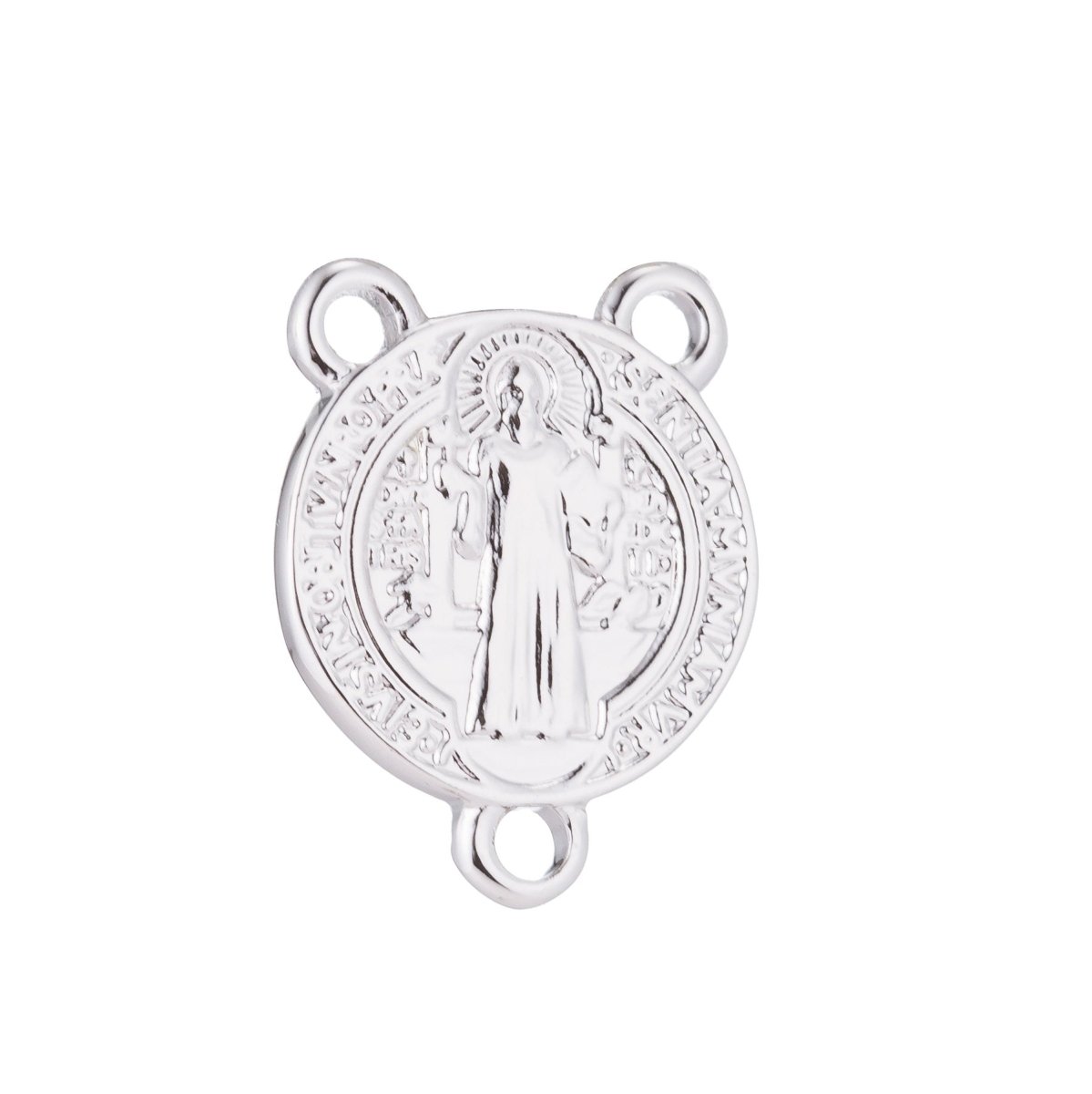 White Gold Rosary Centerpiece, Double Sided, Cross, Sentia, Rosary Making Supply, Necklace Pendant, Findings for Jewelry Making F-196 - DLUXCA