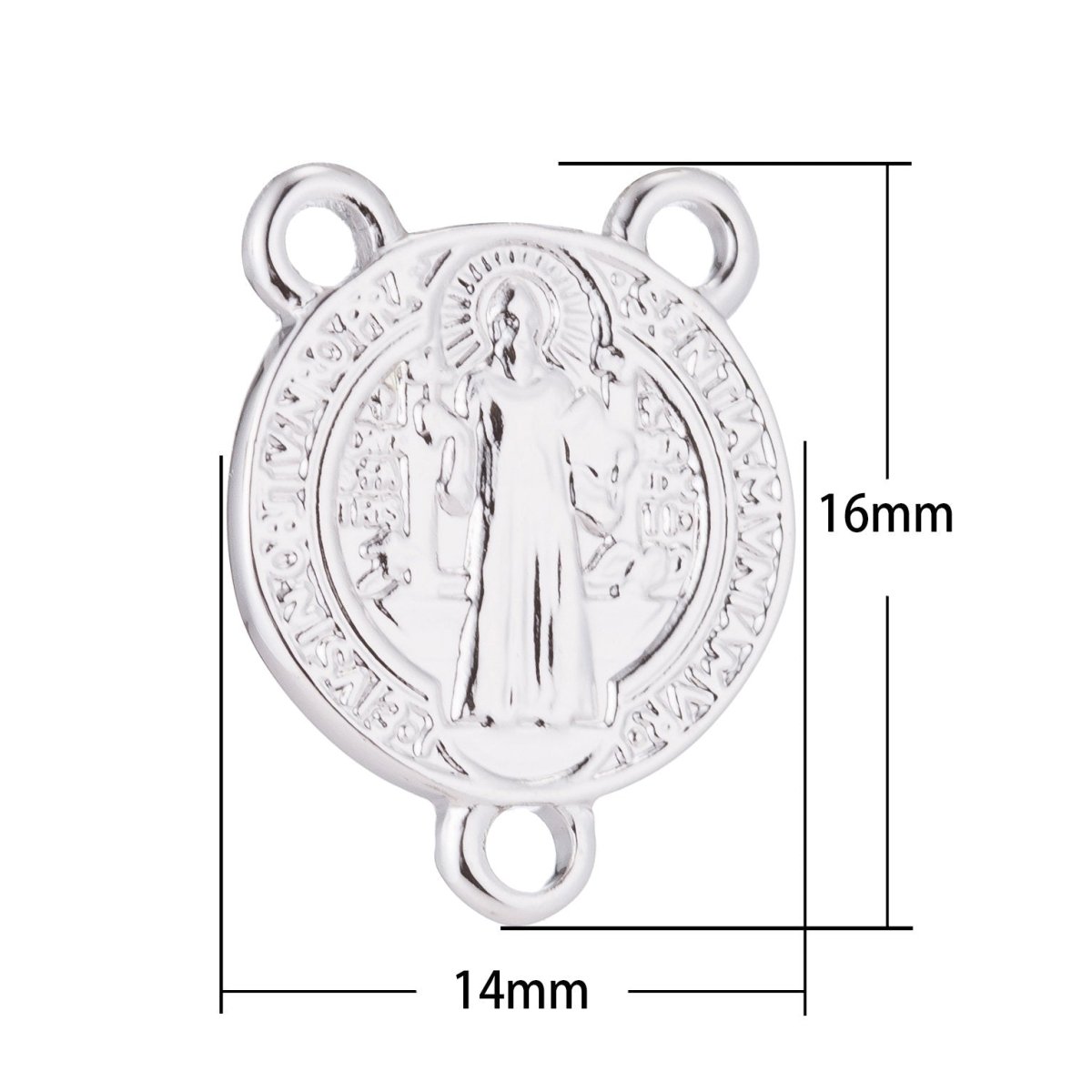 White Gold Rosary Centerpiece, Double Sided, Cross, Sentia, Rosary Making Supply, Necklace Pendant, Findings for Jewelry Making F-196 - DLUXCA