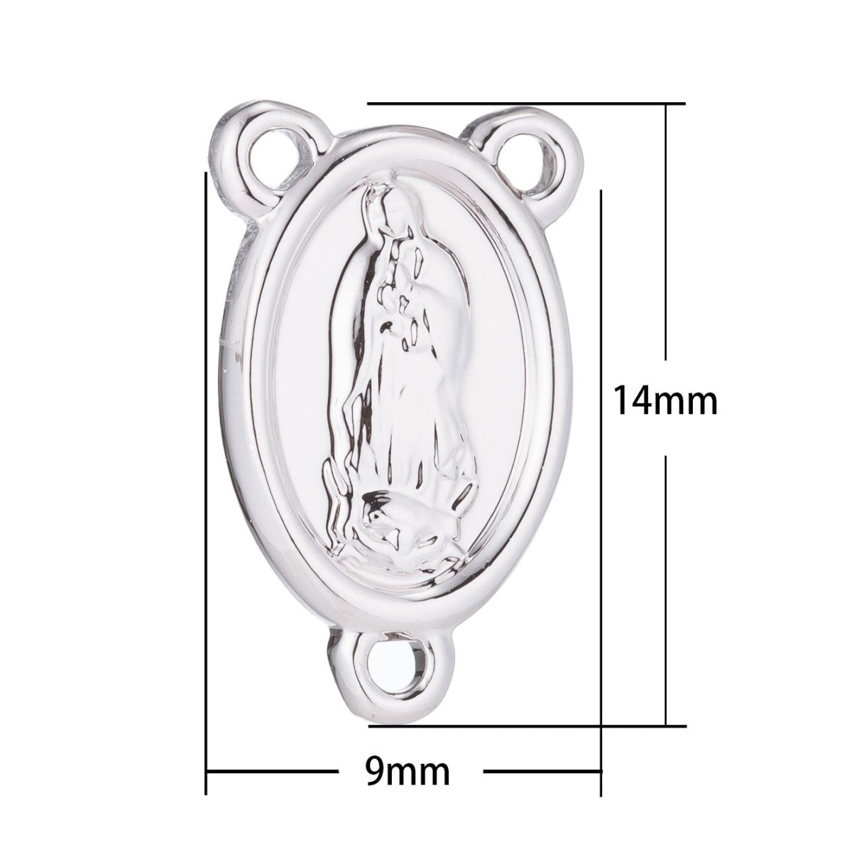 White Gold Rosary Centerpiece, Holy Mother Virgin Mary, Rosary Making Supply, Necklace Pendant, Findings for Jewelry Making F-194 - DLUXCA