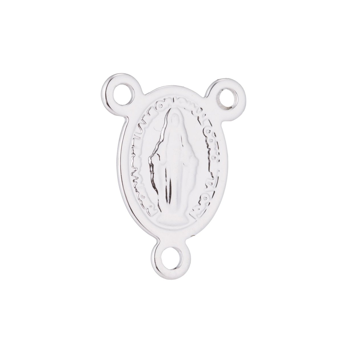 White Gold Rosary Centerpiece, Immaculate Sacred Heart Mary, Rosary Making Supply, Necklace Pendant, Findings for Jewelry Making F-204 - DLUXCA