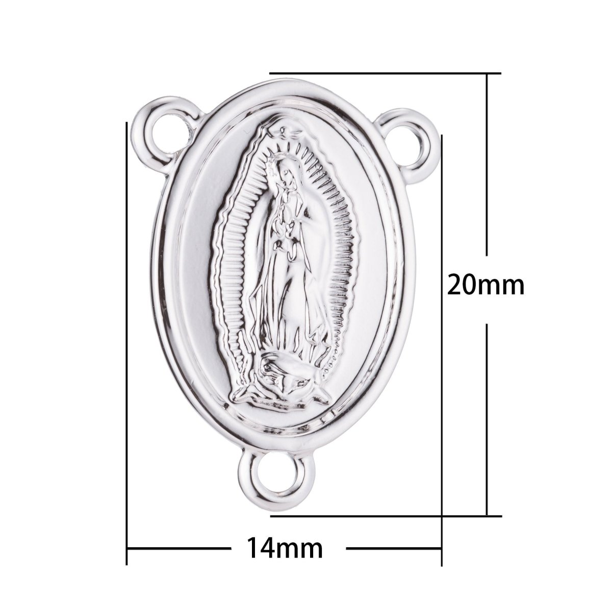 White Gold Rosary Centerpiece, Rosary Center, Immaculate Heart, Rosary Making Supply, Necklace Pendant, Findings for Jewelry Making F-186 - DLUXCA