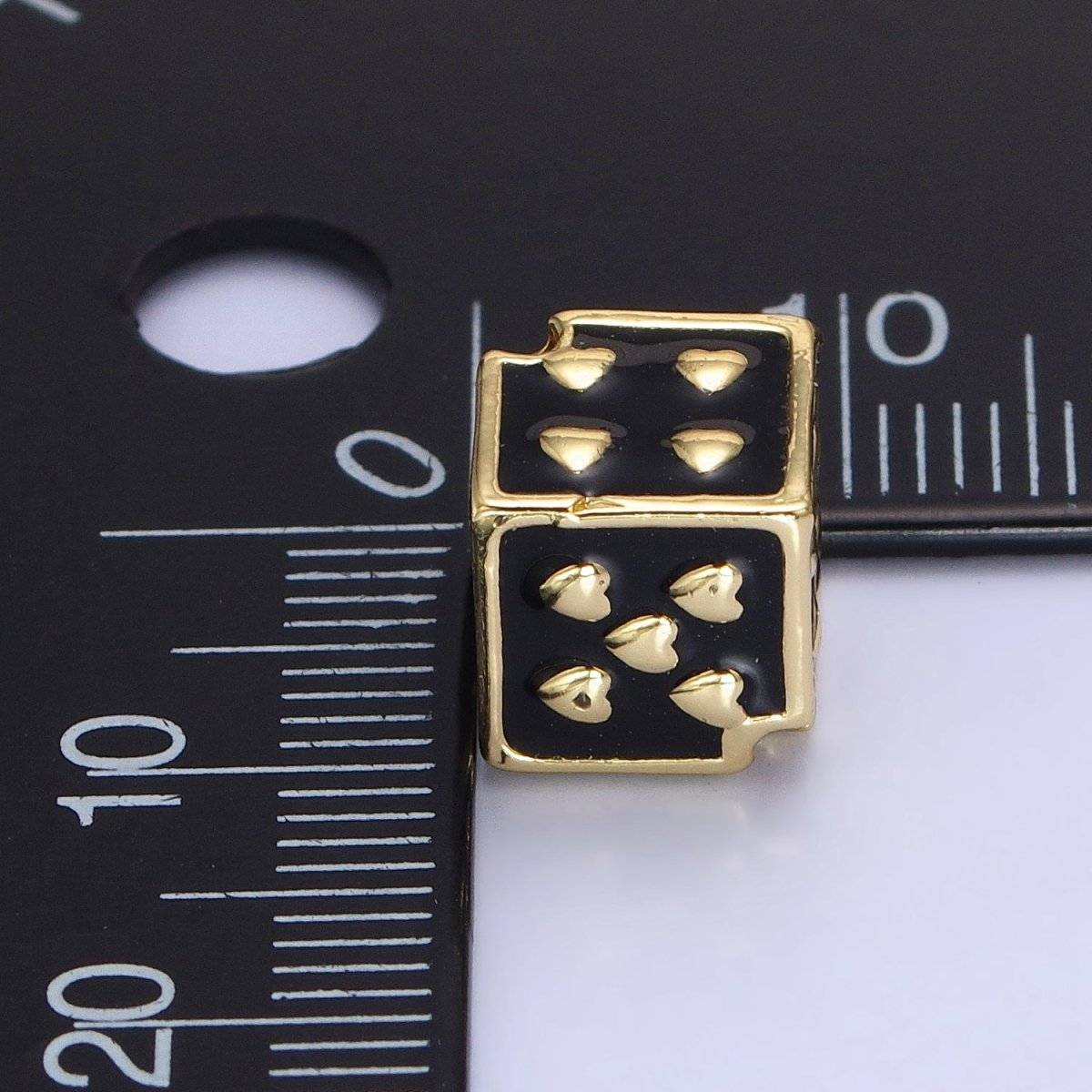 White, Pink, Black Enamel Heart Lucky Dice 9mm Beads | B-179 B-180 B-192 - DLUXCA