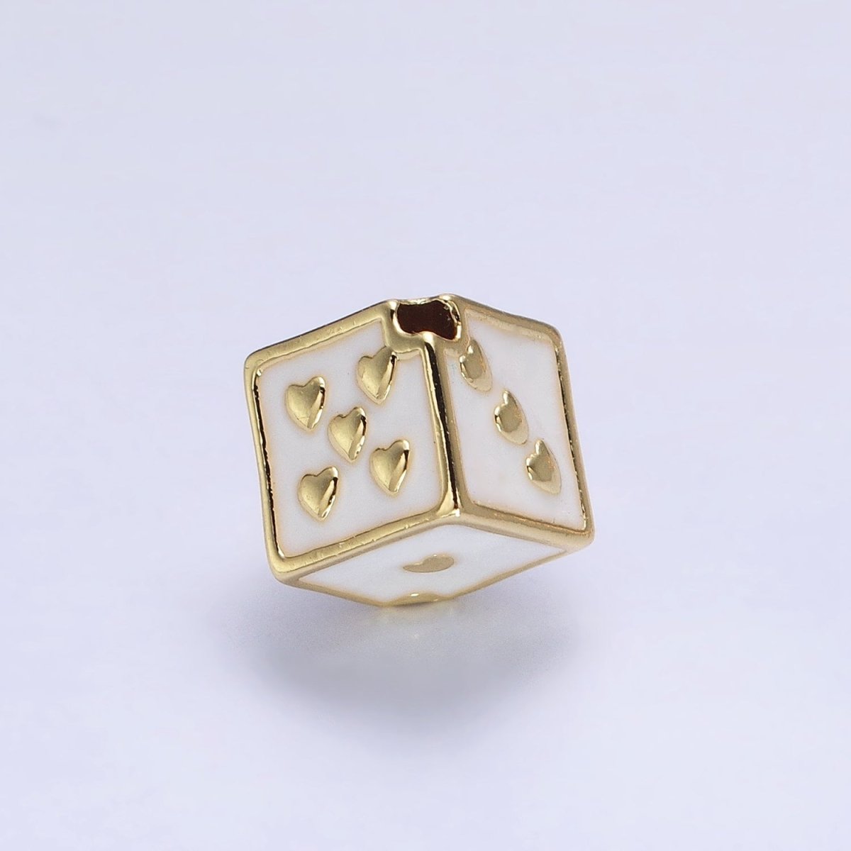 White, Pink, Black Enamel Heart Lucky Dice 9mm Beads | B-179 B-180 B-192 - DLUXCA