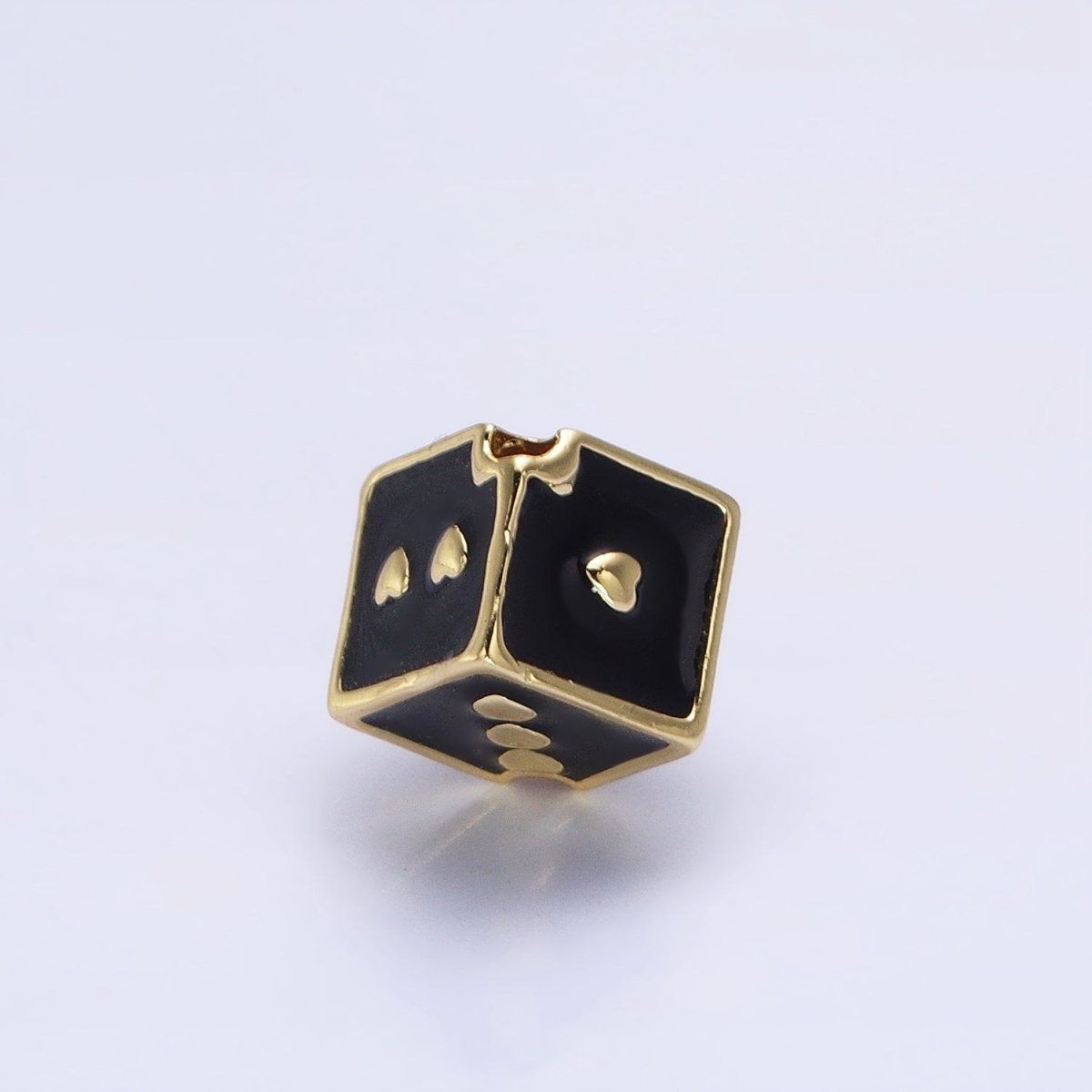 White, Pink, Black Enamel Heart Lucky Dice 9mm Beads | B-179 B-180 B-192 - DLUXCA