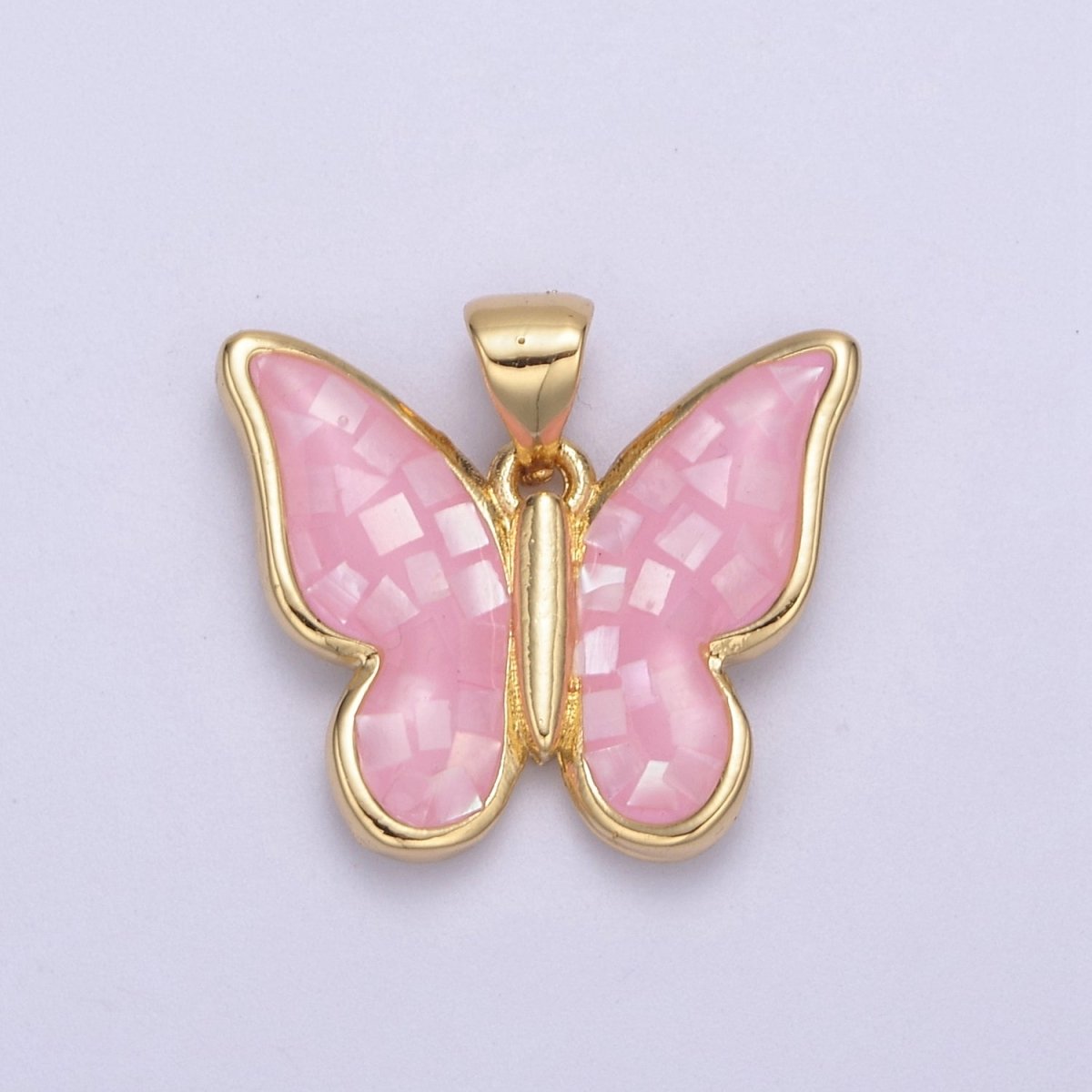 White / Pink / Blue / Green Opal Mariposa Butterfly Charm for Necklace, Dainty Butterfly Pendant for Jewelry Making Supply in Gold Filled H-583 H-587 H-589 H-596 - DLUXCA