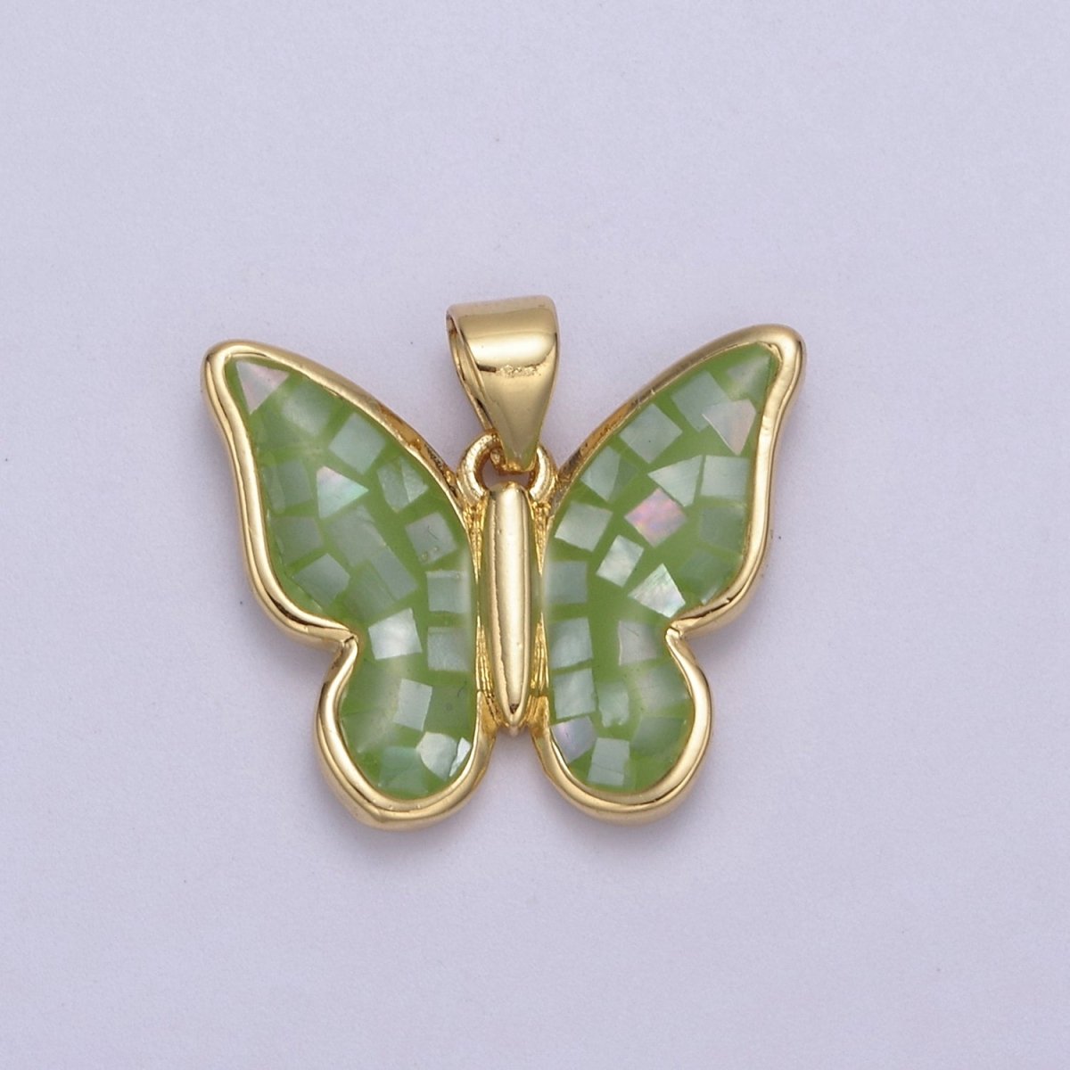 White / Pink / Blue / Green Opal Mariposa Butterfly Charm for Necklace, Dainty Butterfly Pendant for Jewelry Making Supply in Gold Filled H-583 H-587 H-589 H-596 - DLUXCA