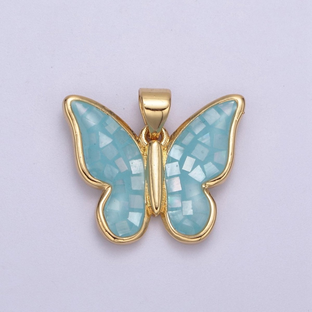 White / Pink / Blue / Green Opal Mariposa Butterfly Charm for Necklace, Dainty Butterfly Pendant for Jewelry Making Supply in Gold Filled H-583 H-587 H-589 H-596 - DLUXCA