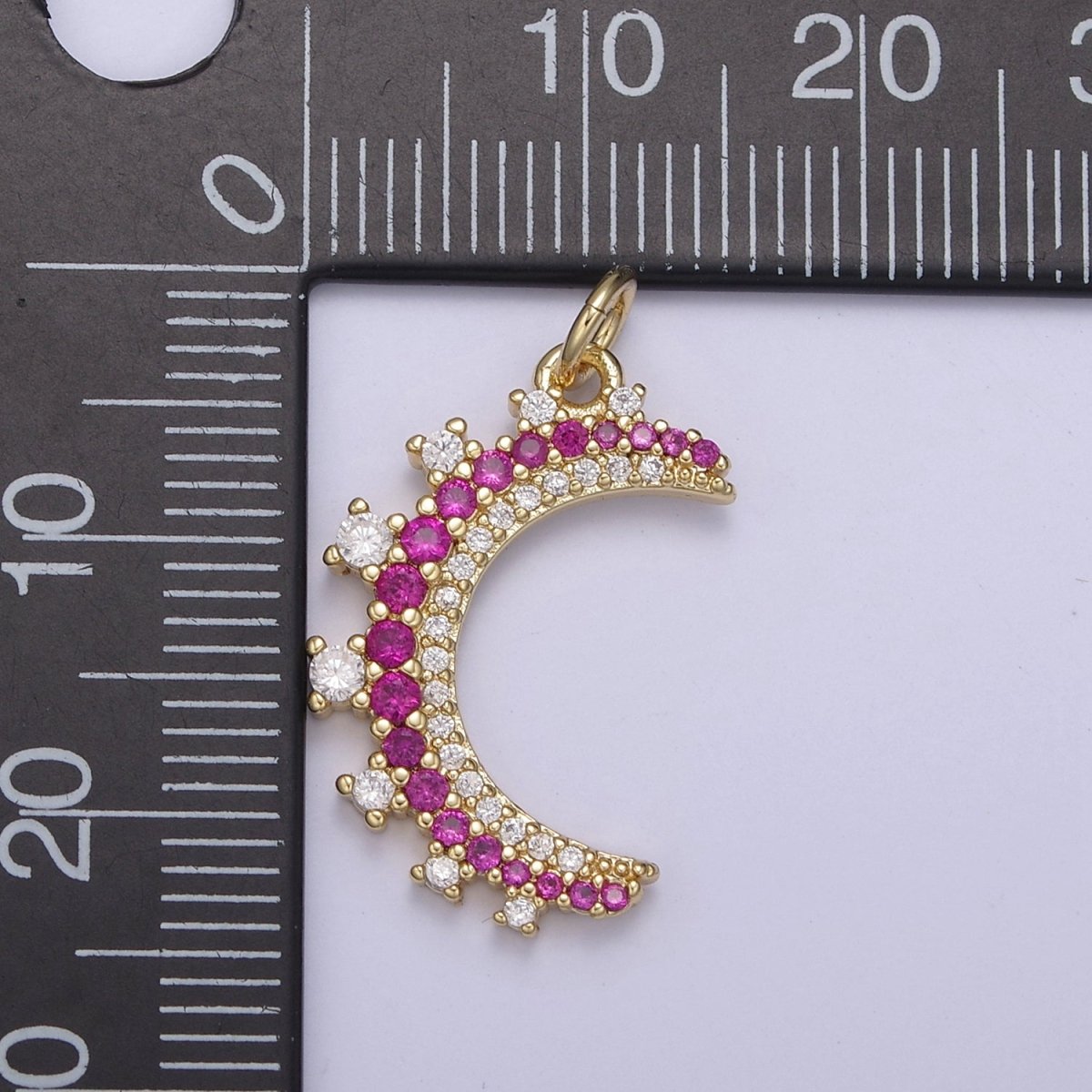 Wholesale 14k Gold Filled Crescent Moon Charm Micro Pave Half Moon Necklace Pendant CZ Moon Necklace Gold Celestial Jewelry N-783 - N-787 - DLUXCA