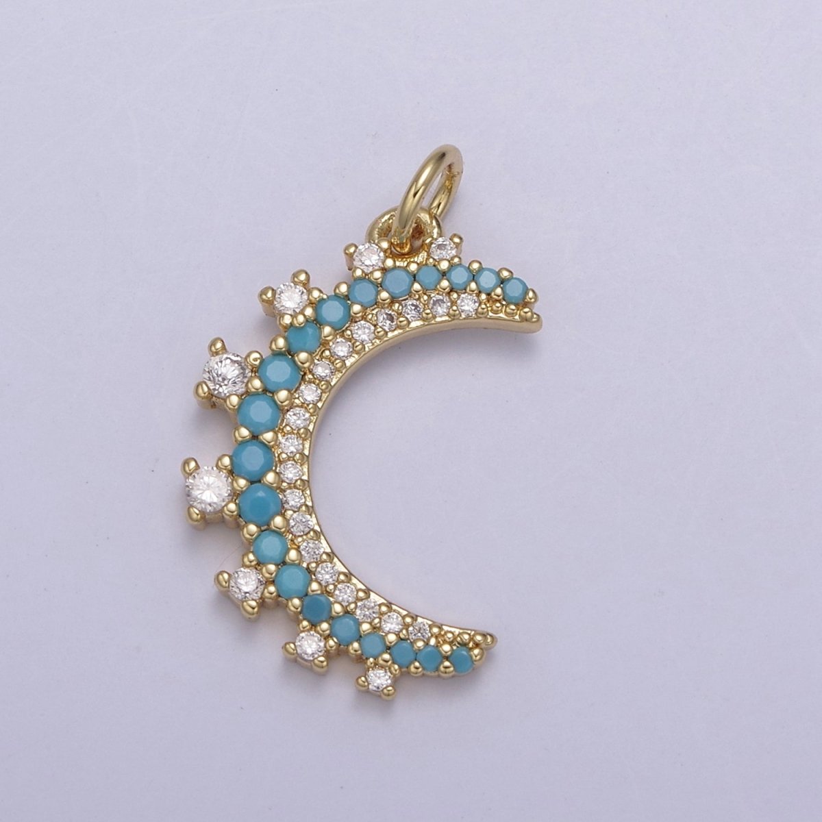 Wholesale 14k Gold Filled Crescent Moon Charm Micro Pave Half Moon Necklace Pendant CZ Moon Necklace Gold Celestial Jewelry N-783 - N-787 - DLUXCA