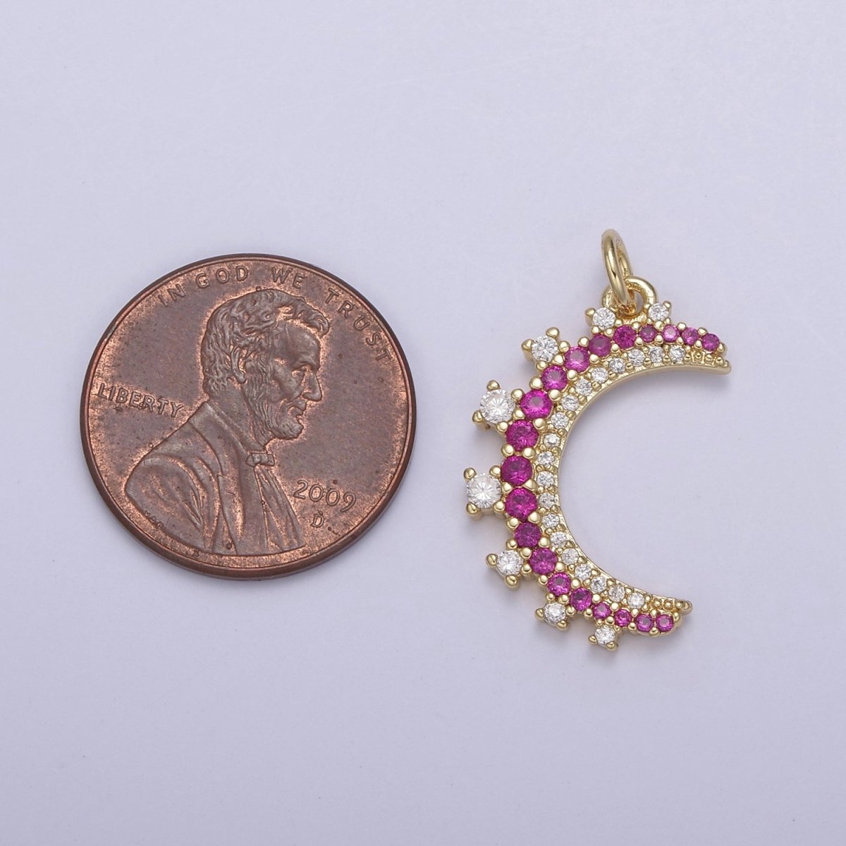 Wholesale 14k Gold Filled Crescent Moon Charm Micro Pave Half Moon Necklace Pendant CZ Moon Necklace Gold Celestial Jewelry N-783 - N-787 - DLUXCA