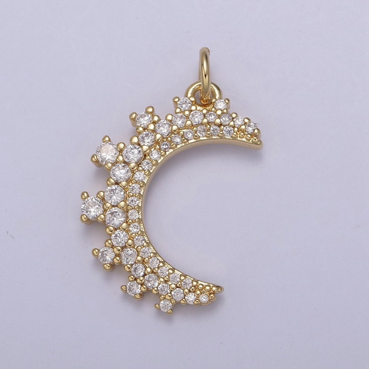 Wholesale 14k Gold Filled Crescent Moon Charm Micro Pave Half Moon Necklace Pendant CZ Moon Necklace Gold Celestial Jewelry N-783 - N-787 - DLUXCA